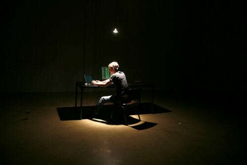 “Lone Hacker in Warehouse” by Brian Klug