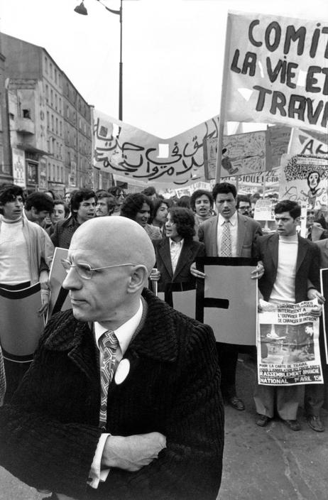 Demonstration in support of immigrant workers. Michel Foucault in the foreground. Paris, 1973. Photo: Gilles Peress.